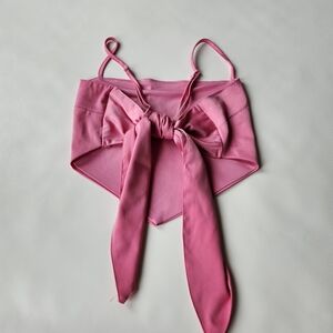 Forever 21 Pink Trianglr Bikini Tak Top Satin Size Medium Spaghetti Straps